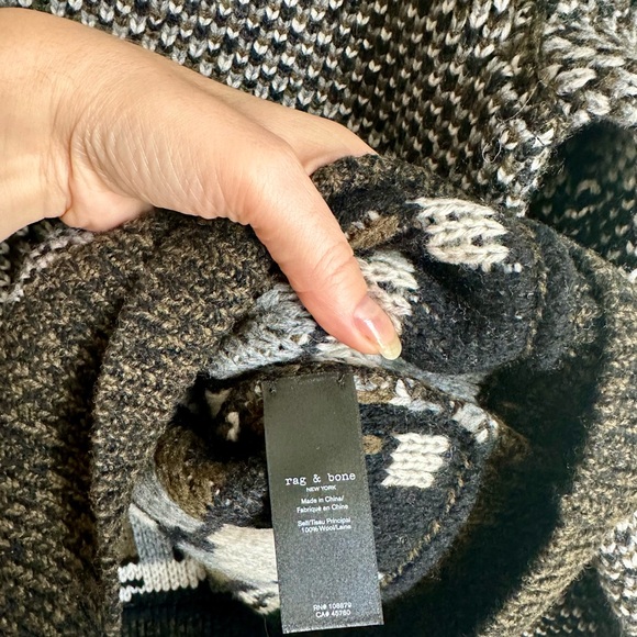 RAG & BONE Men's Wool Reversible Birdseye Wool Sweater Black Multi M New - Picture 14 of 14